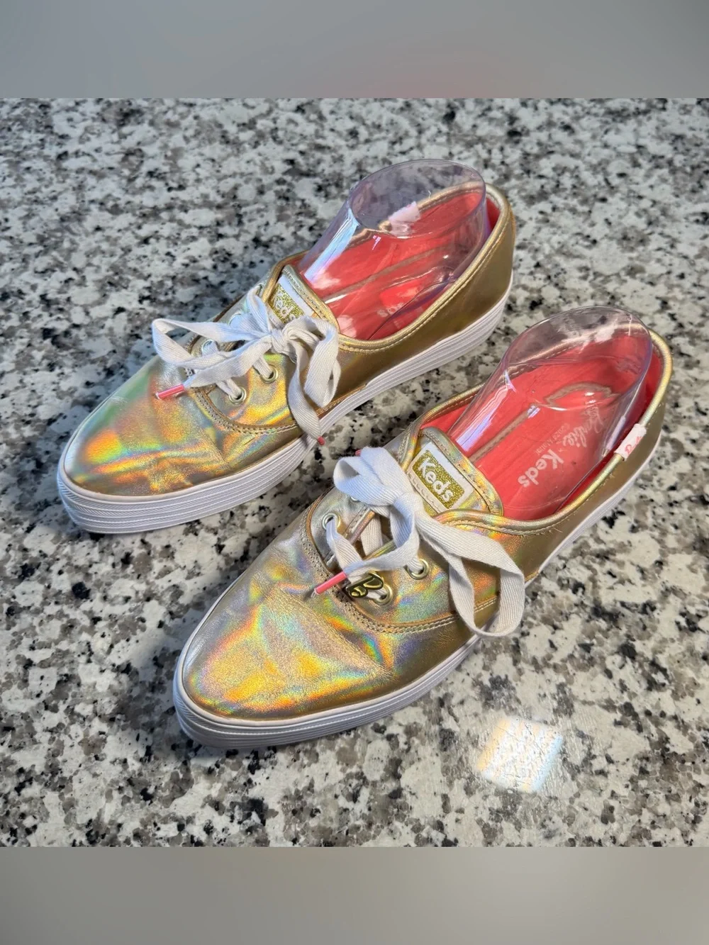 Keds x Barbie WH68062 Iridescent Gold Triple Kick Platform Sneakers Size 9